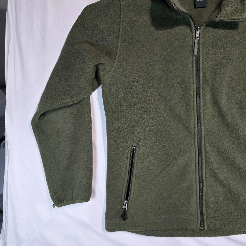 LL Bean Mens Fleece Jacket Full Zip Olive Green Medium‎ Tall 0WV94